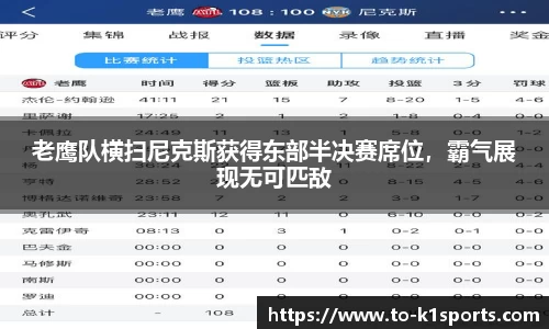 老鹰队横扫尼克斯获得东部半决赛席位，霸气展现无可匹敌